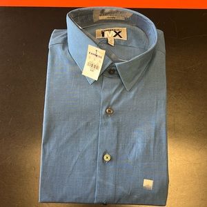 Express Men’s Size Medium Slim 1MX Blue Long Sleeve Button Up Dress Shirt NWT